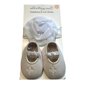 Starting Out White Headband & Crib Shoes Set, 0-6MO, NWT!!